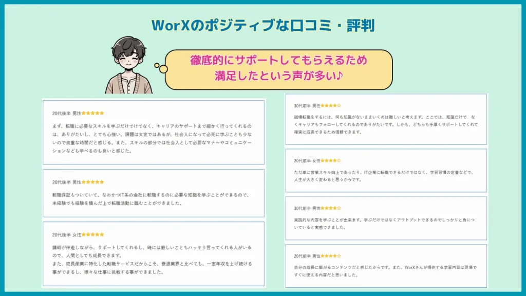 WorXに寄せられたポジティブな口コミと評判