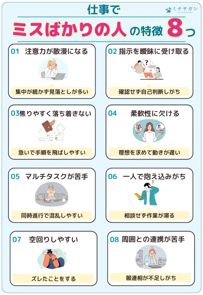仕事でミスばかりしてしまう人の特徴は？